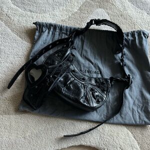 Balenciaga Black Leather XS Le Cagole Shoulder Bag 2022